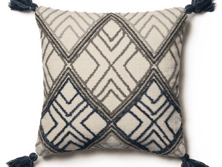 Blue & Ivory Pillow with Tassels in Various Sizes Online