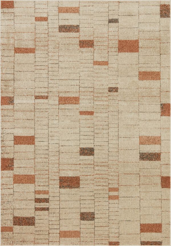 Bowery Rug in Tangerine   Taupe by Loloi II Supply