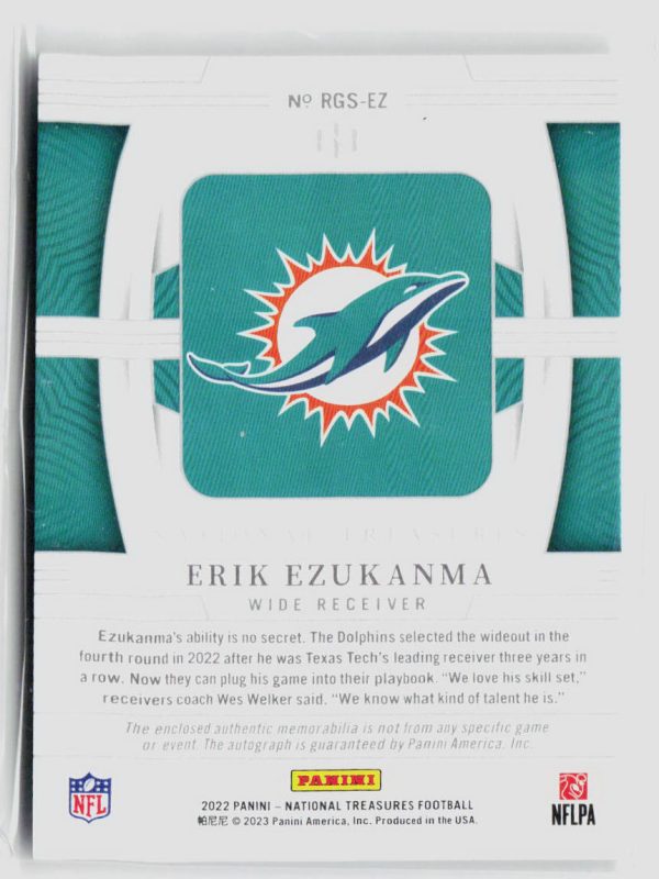 2022 Panini National Treasures Erik Ezukanma Rookie Patch Auto 09 10 #RGS-EZ Cheap