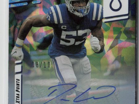 2021 Panini Prestige Darius Leonard Blue Ice Auto 08 10 Xtra Points #87 Online now