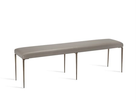 Stiletto Bench - Grey Leather  Bronze For Cheap