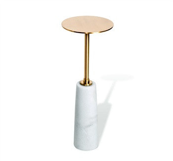 Beck Round Drink Table in White  Antique Brass Online Hot Sale