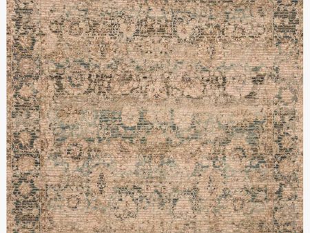 Cornelia Rug in Natural & Teal For Sale