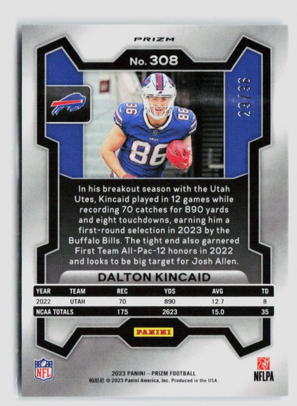 2023 Panini Prizm Dalton Kincaid Rookie Blue Sparkle 29 96 #308 Online