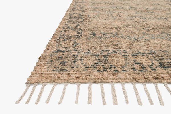 Cornelia Rug in Natural & Teal For Sale