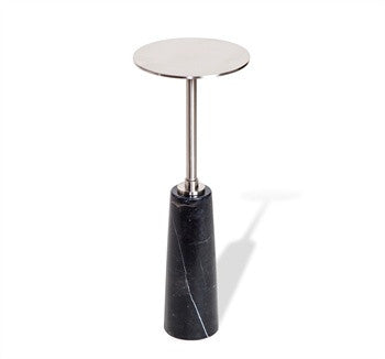 Beck Round Drink Table in Black  Nickel Brass For Sale