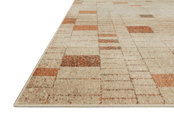 Bowery Rug in Tangerine   Taupe by Loloi II Supply