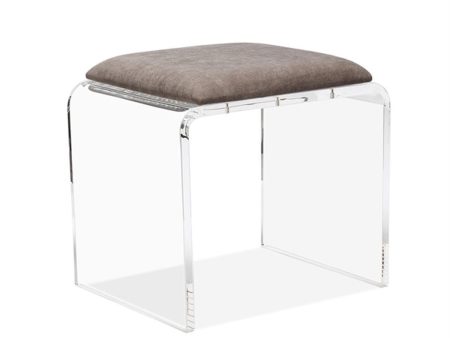 Mira Acrylic Stool in Grey Velvet Discount