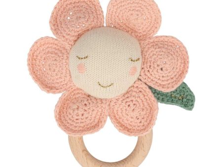 Peach Daisy Baby Rattle For Sale