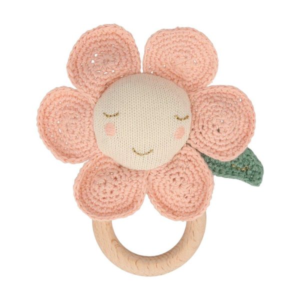 Peach Daisy Baby Rattle For Sale