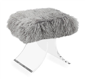 Serena Gray Sheep Skin Stool Fashion