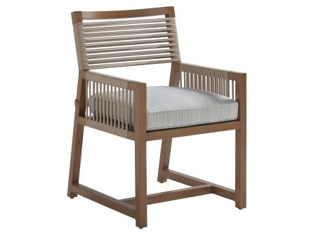 St Tropez Arm Dining Chair in Beige & Blue For Sale